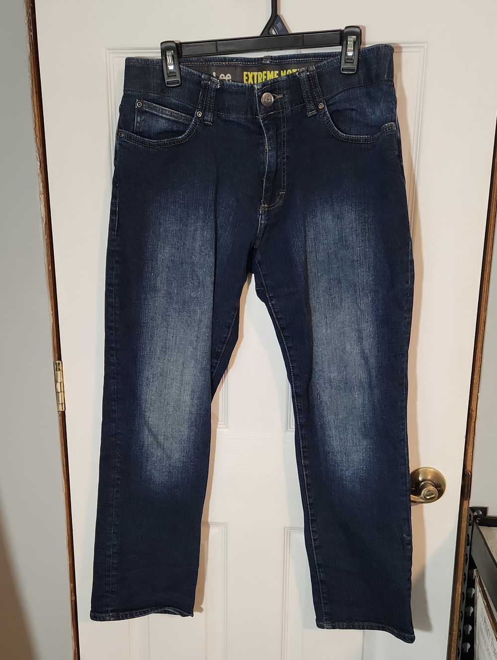 Lee Dark Indigo Straight Jeans with Faded Whisker Detail
